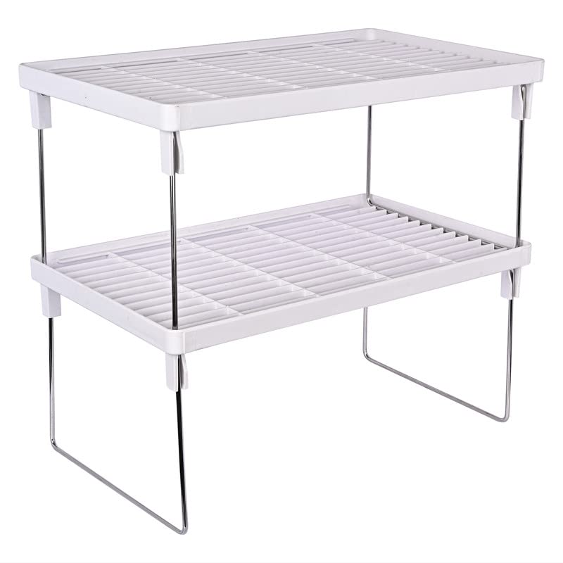 Appeasy Plastic Foldable Cabinet Shelf Rack,Kitchen Countertop Shelf Organizer Cupboard, Plate, Dish, Counter And Pantry Organi