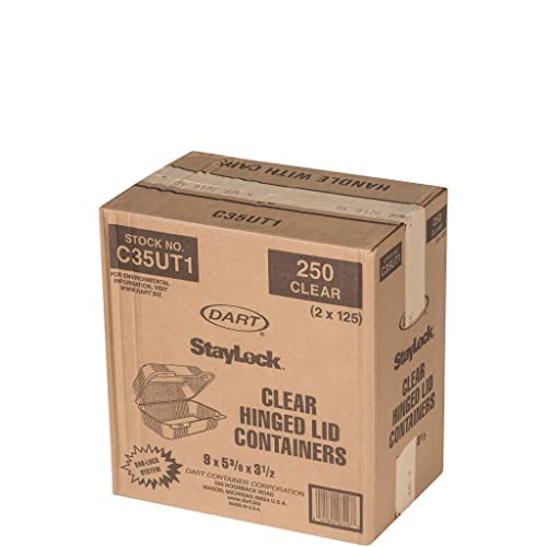 Dart C35Ut1 9 In Med Oblong Clear Hinged Container, 9.0 X 5.4 Inches (Case Of 250)