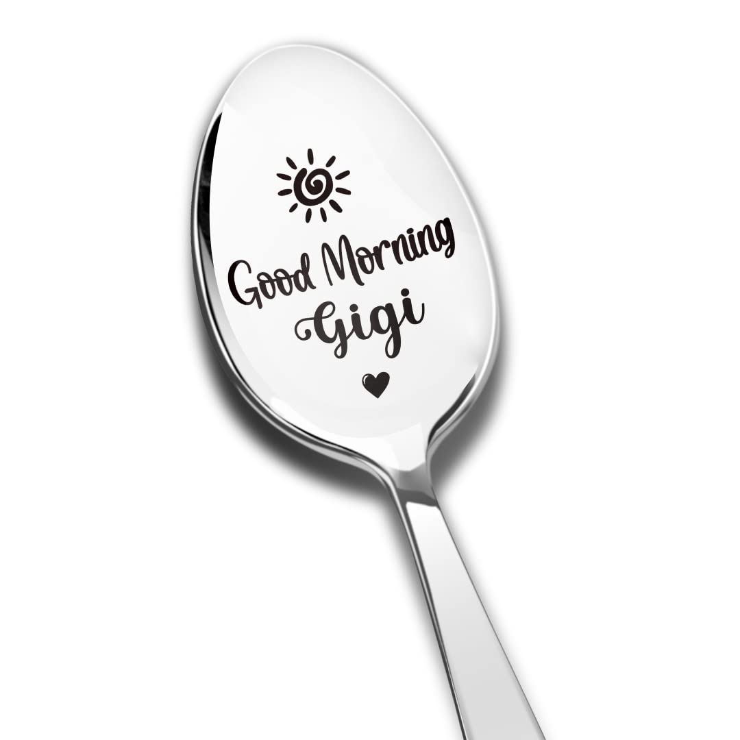 Good Morning Gigi Spoon Engraved Stainless Steel Funny, Gigi Gifts From Grandchildren, Best Teaspoon Coffee Spoon Gifts For Gran