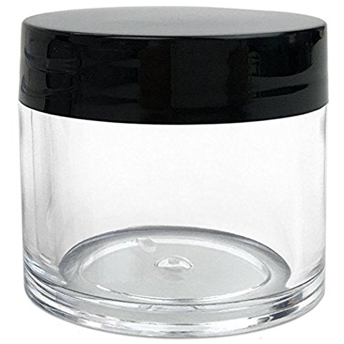 (Quantity: 6 Pieces) Beauticom Premium 30G/30Ml (1 Oz) Round Clear Jars With Black Flat Top Lids For Beads, Gems, Glitter, Charm