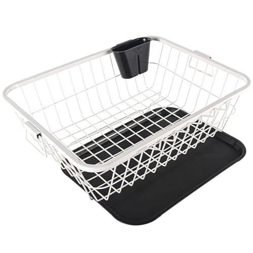 Kuber Industries Stainless Steel Dish Drying Rack For Kitchen With Water Strainer Tray | Vessel Drainer Basket & Bartan Stand/To