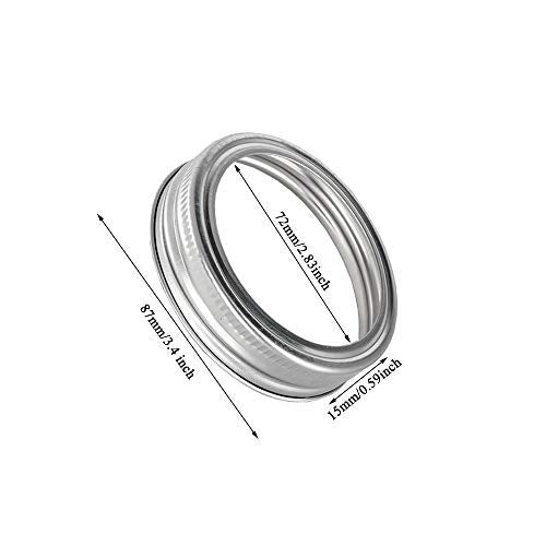 Tyesmer 20Pcs Rust Resistant Silver Mason Jar Replacement Rings,87Mm Wide Mouth Mason Jar Bands Silver Canning Jar Band For Maso
