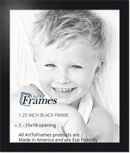 ArtToFrames 15x18 Inch Black Picture Frame, This 1.25 Custom Poster Frame is Black Steel Style, for Your Art or Photos - Comes w