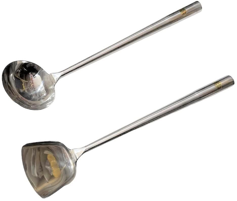Sunrise Kitchen Supply All Stainless Steel Wok Shovel And Ladle Set #3