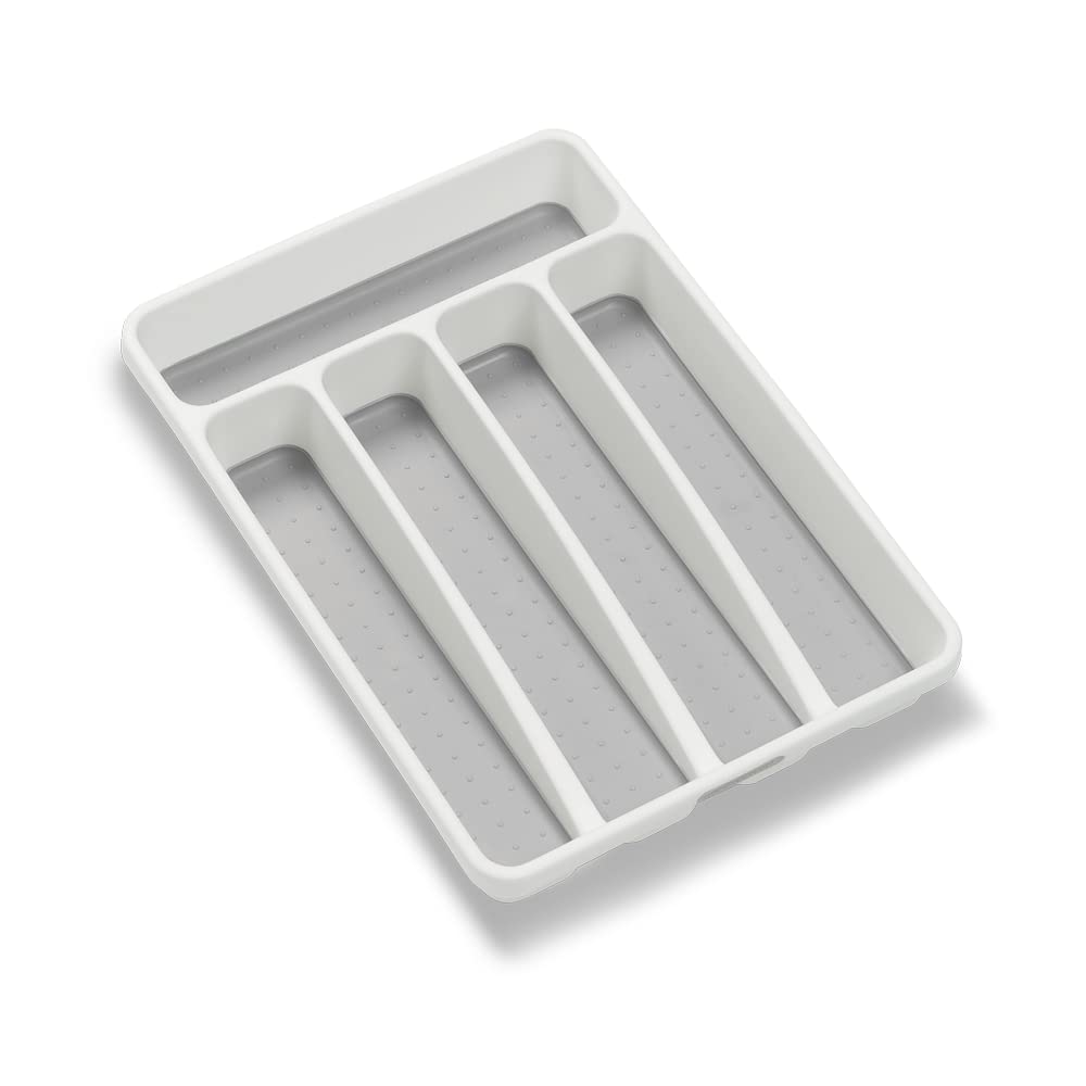 Madesmart Mini 5-Compartment Premium Antimicrobial Plastic Silverware Tray For Drawers, Cutlery And Utensil Tray Kitchen Drawer