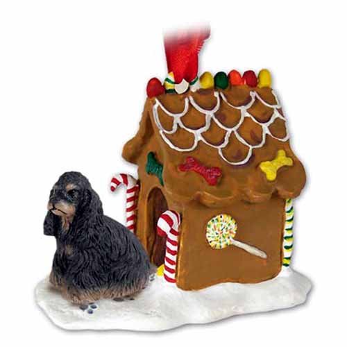 Conversation Concepts Cocker Spaniel Gingerbread House Christmas Ornament - Delightful! (Black-Tan)