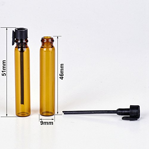 Enslz Amber Glass Mini Perfume Sample Bottle 100 Pcs Vials Refillable Empty Travel Cosmetic Liquid Oil Fragrance Packing Bottles