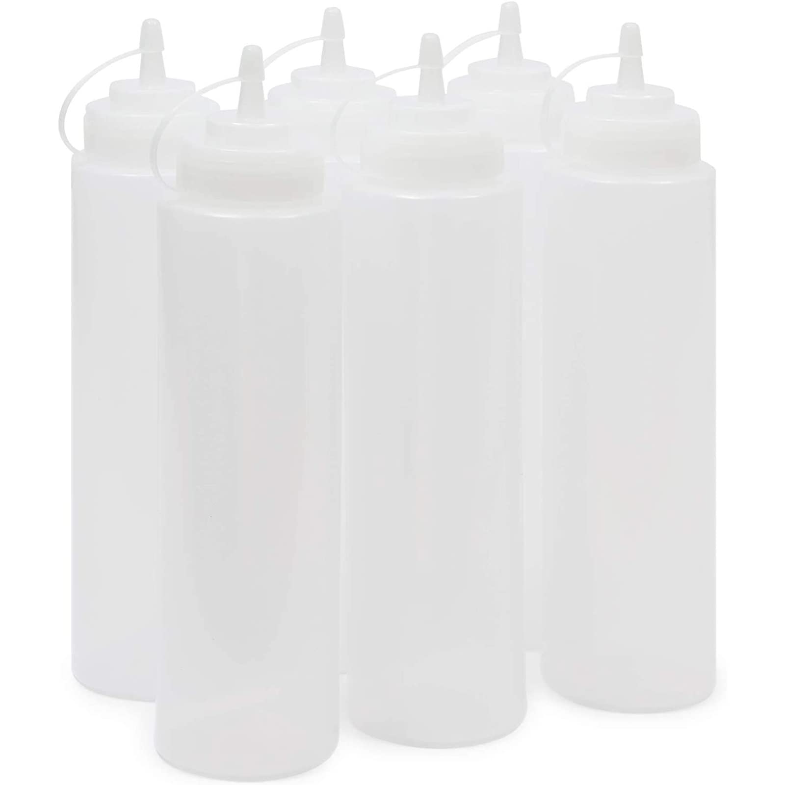Plastic Condiment Squeeze Bottles (Clear, 32 Oz, 6 Pack)