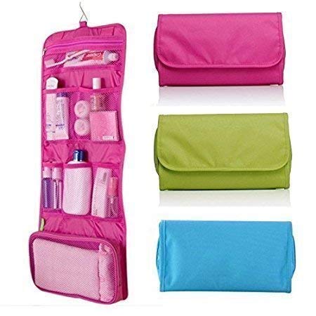 Lexazo Foldable 5 Pocket Polyester Toiletry Cosmetic Hanging Storage Bag Closet Organizer Pouch/Storage Bathroom Organizer With 