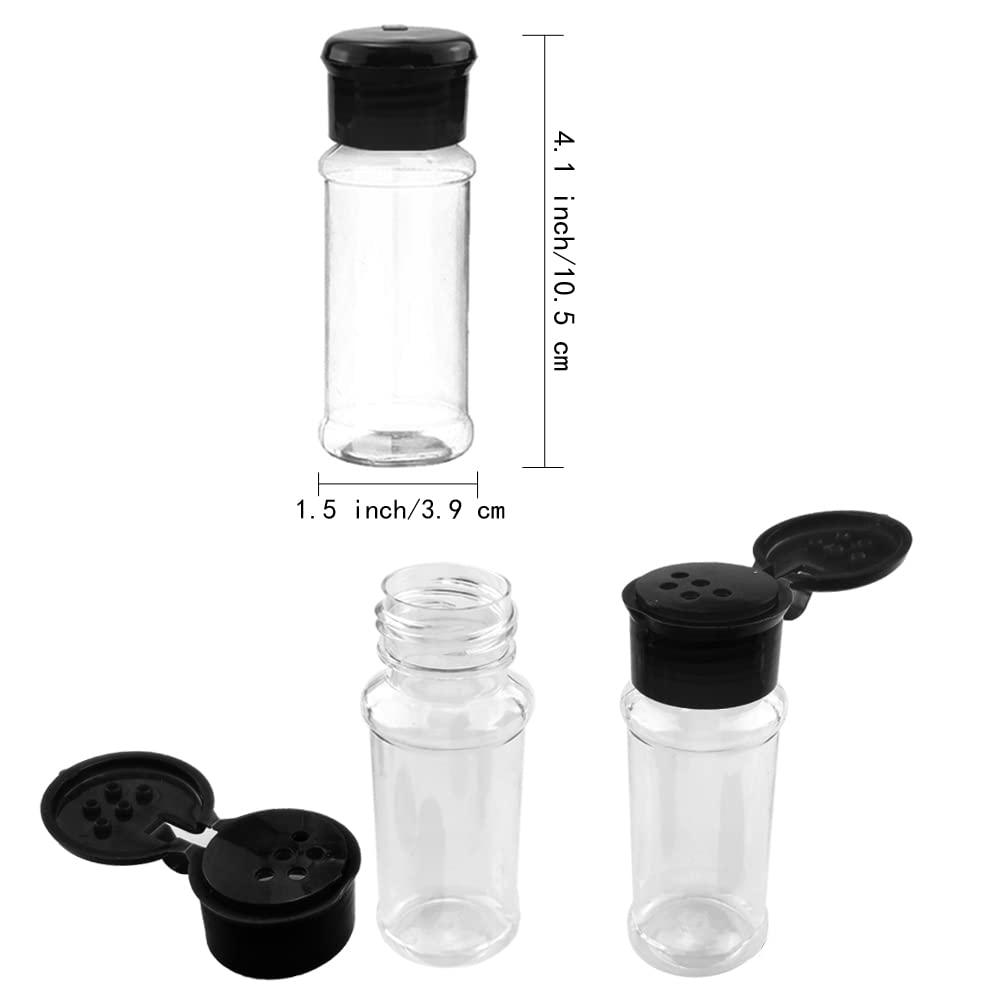Saktopdeco 3 Oz Plastic Spice Jars Bottles With Black Sifter Caps Seasoning Jars Set Shaker Lids For Condiment Storing Spice