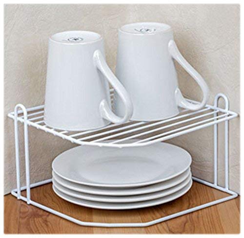 Indian Decor. Kitchen Corner Rack, Shelf Plate Rack, Kitchen Storage Idea, Cupboard Organiser (25X25X10, White)