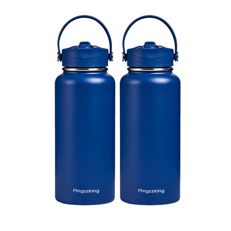 2Pack 32 oz Ceramic Lined Insulated Stainless Steel Water Bottle  Double Wall Vacuum Insulation, LeakProof Lid & BPAFree Desi