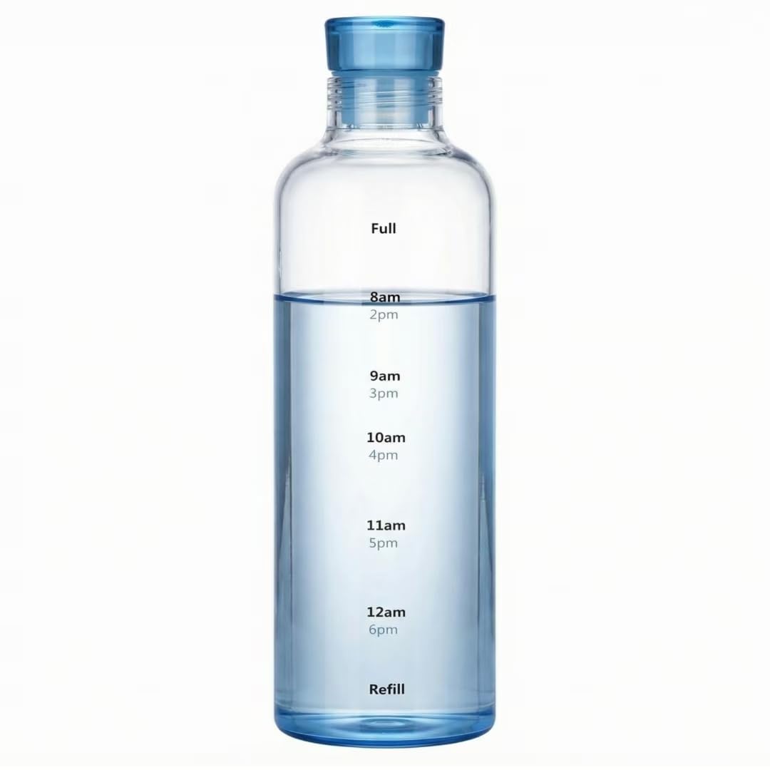 LCUQOTI 26oz Plastic Sports Bottle ,Time Marker Water Bottle, Leakproof Sports Drinking Bottle for Gym, School, Office, Travel (