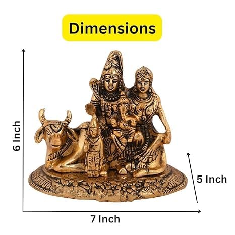 Achleshwar Handcrafted Shiva Parvati Ganesh Idol Shiv Parivar Murti Statue Sculpture - Lord Shiva Idols Family Sitting On Nandi