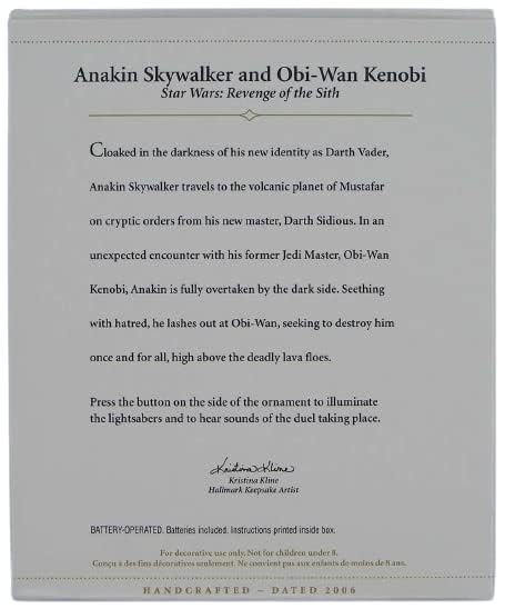 STAR WARS - ANAKIN SKYWALKER & OBI-WAN 2006 Hallmark Ornament QXI6186