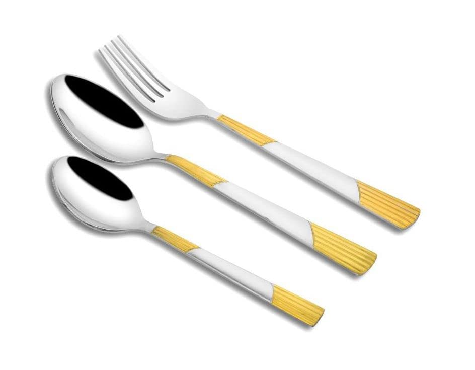 Luna 24 Karat Like Gold Plated Cutlery Set  18Pcs | Or | Kanak Masala Box/Spice Box/Storage/Organiser For Kitchen (Dia9 Inch)