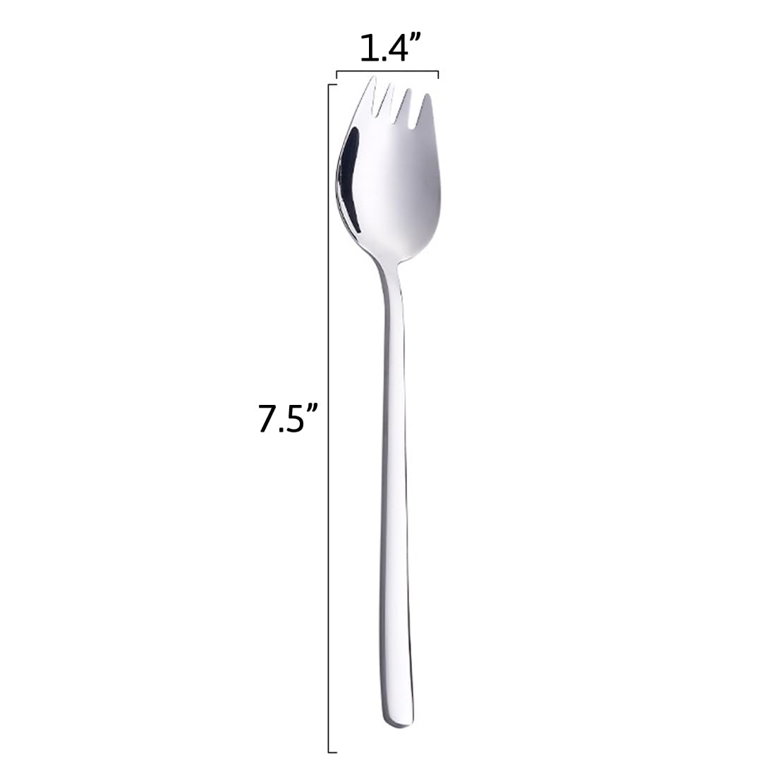 Spork, 6-Pack 18/10 Spork Stainless Steel, Metal Spork For Everyday Household Use, 7.4-Inch Long Handle Dessert Spoons Ice Cream