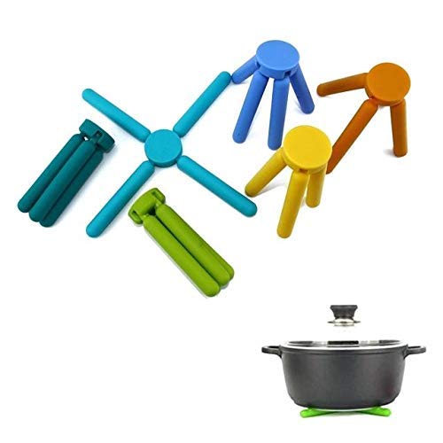 3/Pack Foldable Trivets Silicone, Fengchen Folding Trivets, Non-Slip Collapsible Cross Compact Design Expandable Silicone Pot Ho
