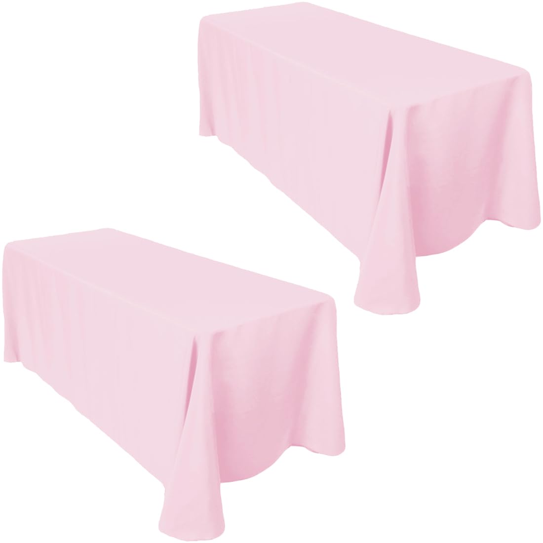 Ltc Linens 2-Pack 90X132 Inch Pink Rectangular Tablecloths - Rounded Corners Table Cloths For 6 Ft Tables Floor-Length Drop - Po