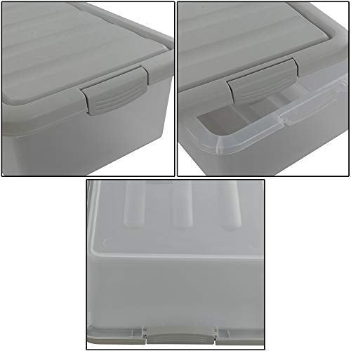 Wekioger Plastic Home Storage Bin With Grey Lid, 14 Quart Frosted Clear Latching Bin, 2 Packs
