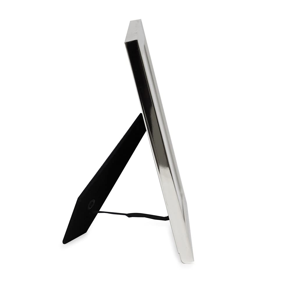 Laura Ashley 4x6 Gray Enamel Picture Frame, Silver Metal Edge with Easel, for Countertop, Counterspace, Tabletop Display, Booksh