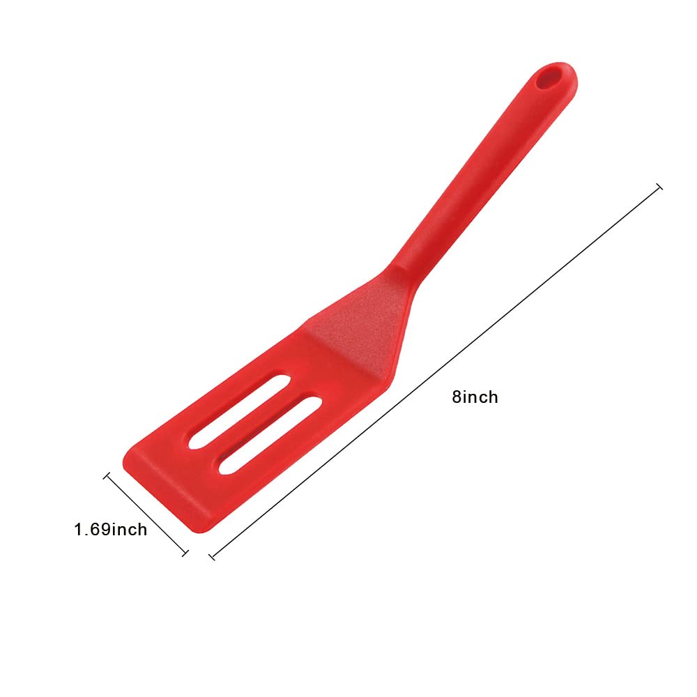 2 Pieces Mini Spatula Small Spatula Brownie Serving Set Flexible Nonstick Silicone Red Serve Slotted Spatula Turner For Cooking,