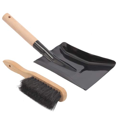 Aboniris Coal Shovel And Hearth Brush Set Made Of Natural Wood And Coco Bristles, Hearth Tidy Set, Fireplace Shovel And Brush, F