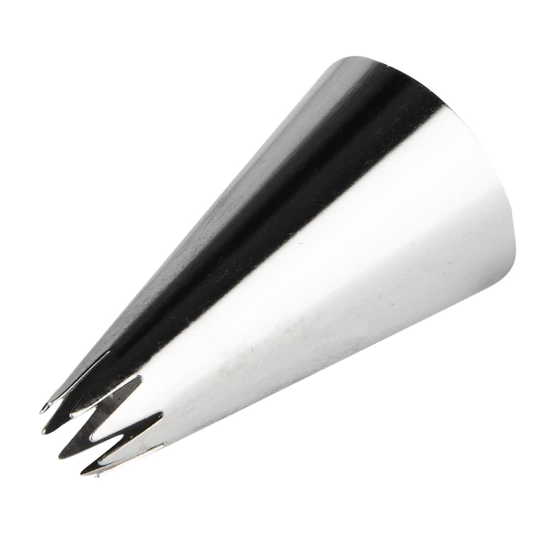 Restaurantware Pastry Tek Piping Tip 1 Open Star Decorating Tip - #22 Dent-Resistant Stainless Steel Icing Tip Dishwasher-Safe D