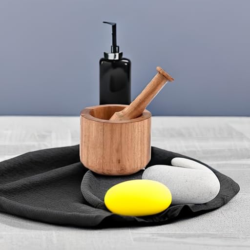 Samhita Acacia Wood Mortar and Pestle for Garlic Pepper Herb Crusher Kitchen Utensils Birthday Housewarming Gift. Mortar- 4 x 3