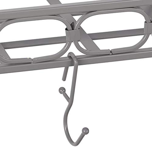 Medium Gauge Wall-Mount Bookshelf Pot Rack With 8 Hooks