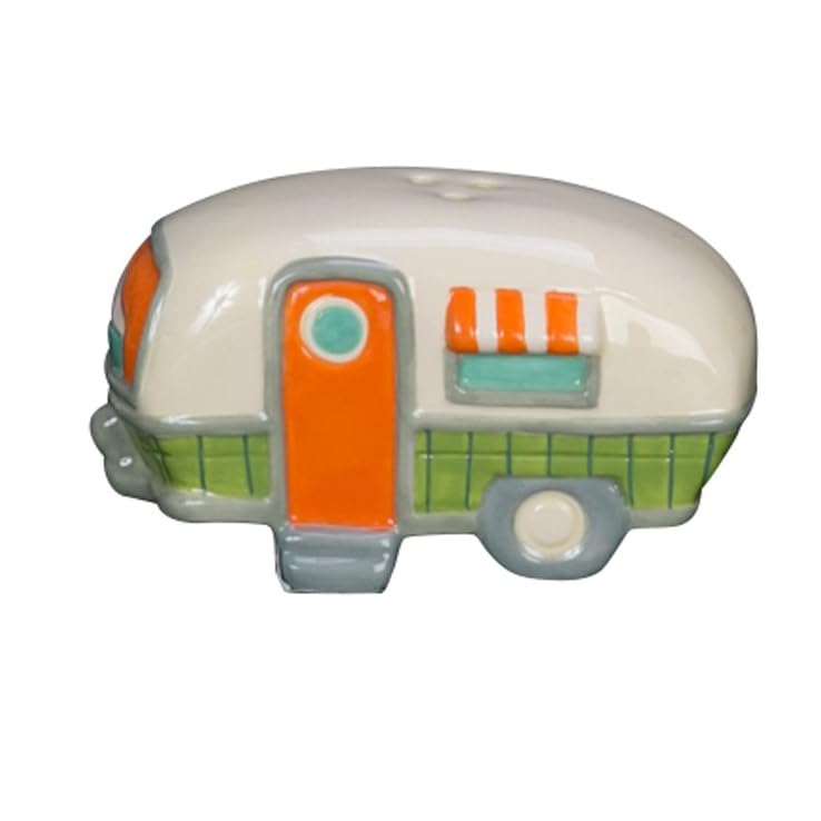 Beachcombers Ceramic Salt And Pepper Camper Design Shaker Matching Set 2'' X 6.25'' Coastal Beach Mountain Summer House Camping