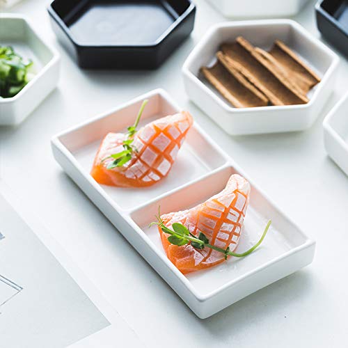 Sizikato 4Pcs Geometric Hexagon Ceramic Soy Sauce Dipping Bowls Side Dishes For Snack Sushi Fruit Appetizer Dessert. 4 Inches