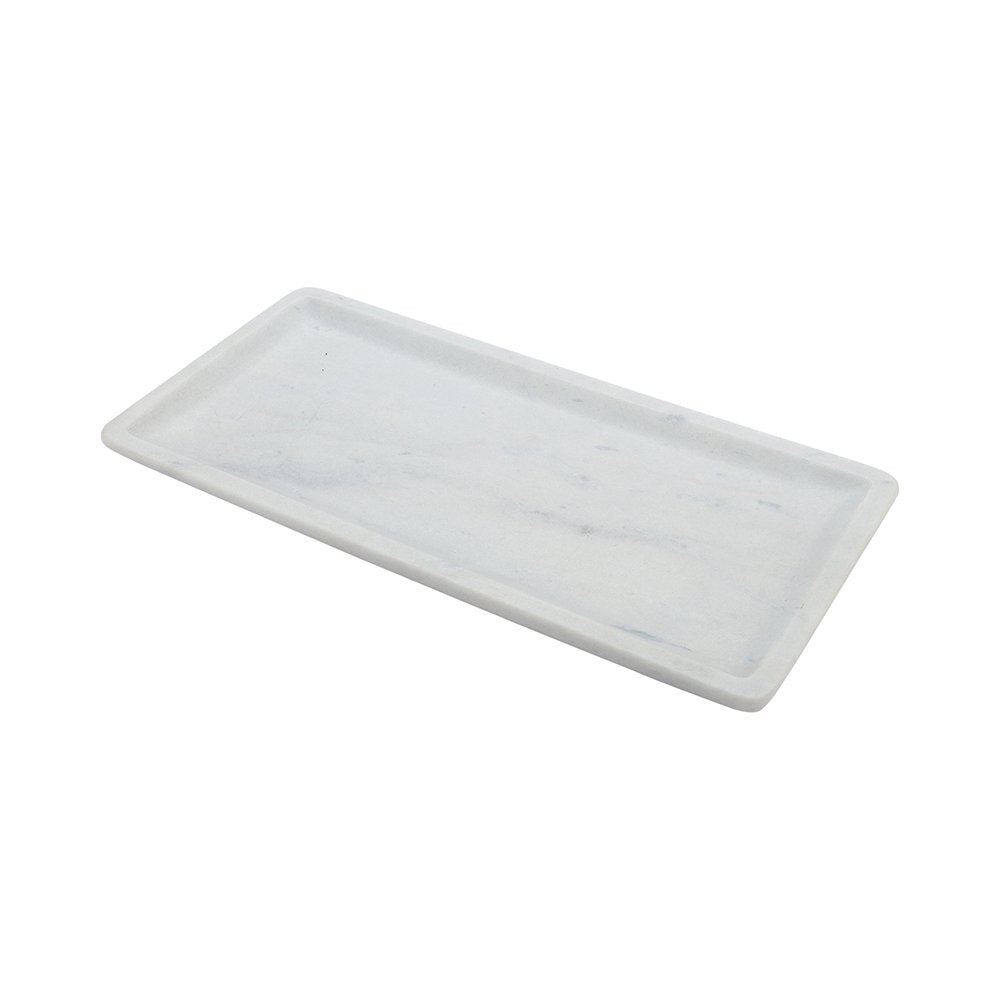Stone Tek 11.8 Inch X 5.7 Inch Marble Serving Tray, 1 Natural Veining Marble Food Tray - Scratch Resistant, Raised Edges, Italia