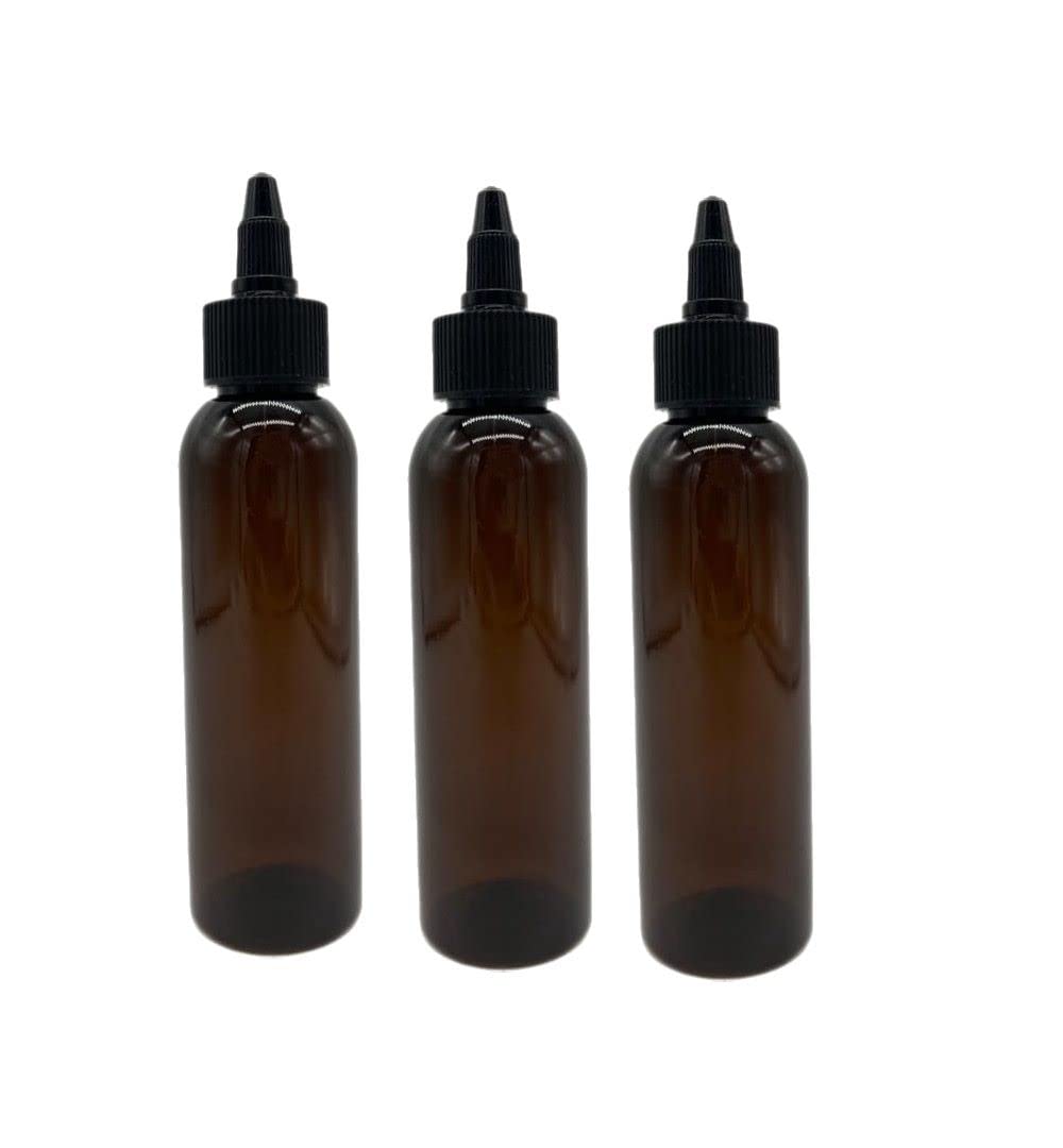 Natural Farms 4 oz Amber Cosmo BPA FREE Bottles  3 Pack Empty Refillable Containers  Essential Oils  Hair Aromatherapy | Bla