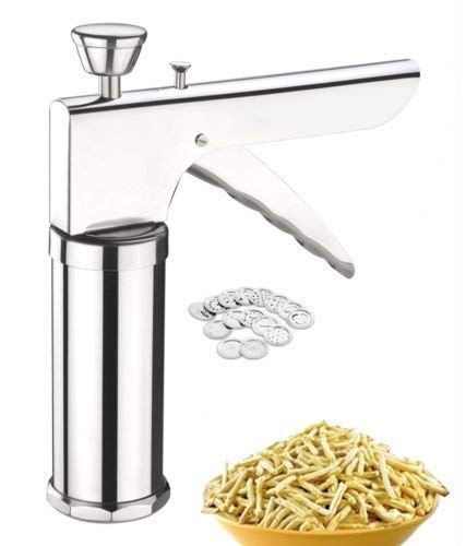 D & S Stainless Steel Sev Chakli Murukku Sancha Maker Machine Stainless Steel Kitchen Press Sev Chakli Maker, Silver