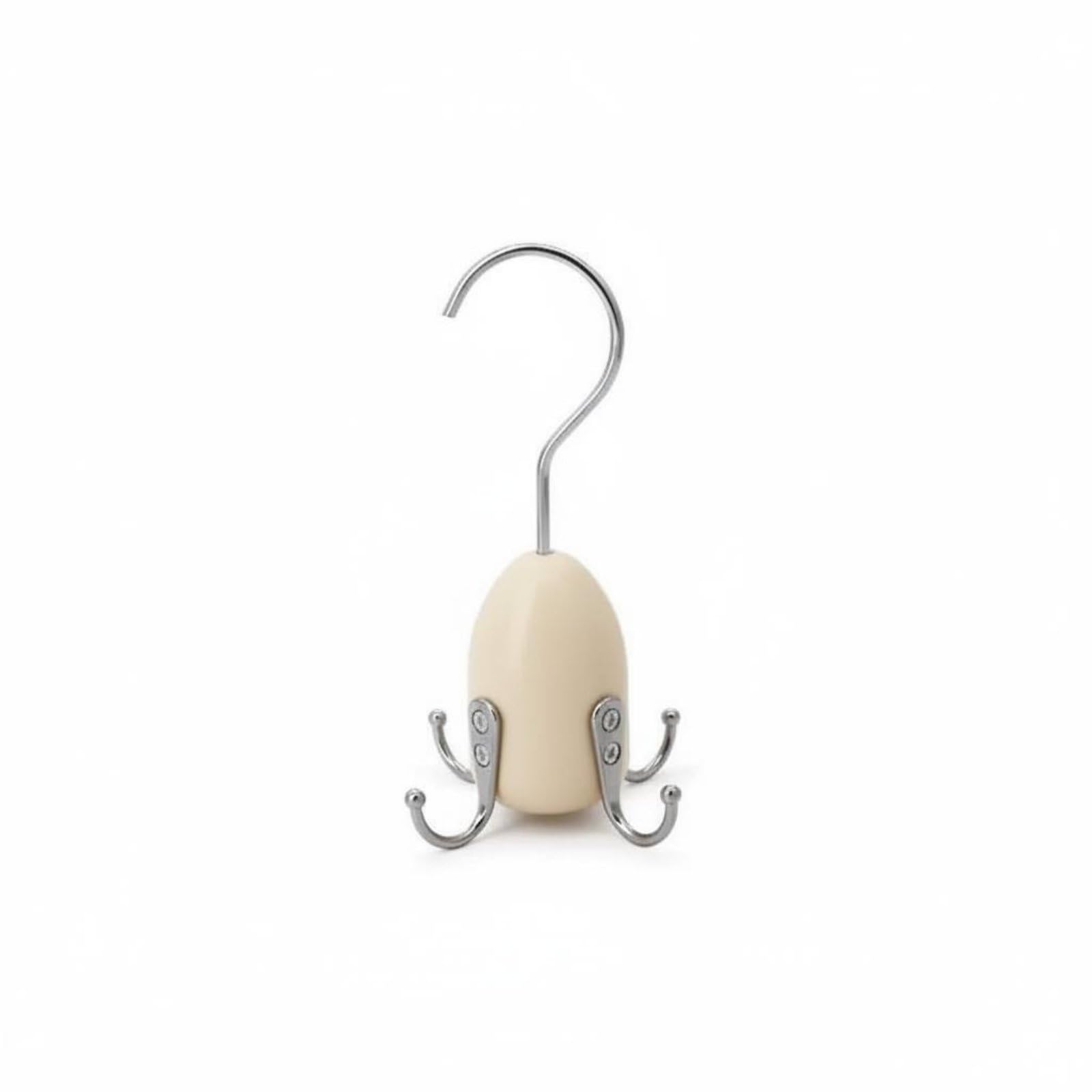 Snappsy Oval Wooden Wardrobe Hook Curved FourHook Hanger Compact Wooden Coat Rack Polished For Closet, White
