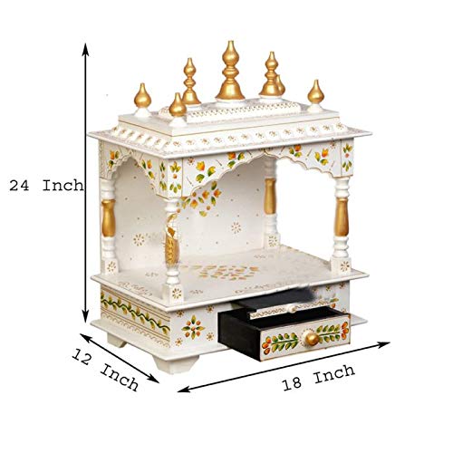 Kamdhenu Art And Craft Wood Home Temple (18 X 12 X 24 Inch, White)