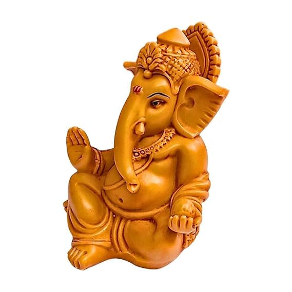 Alaukik Car Dashboard Ganesh Statue, Hindu Religious Home Decor Statue, Ganapati Idol For Office Desk, Diwali Gifts Polyresin Fi
