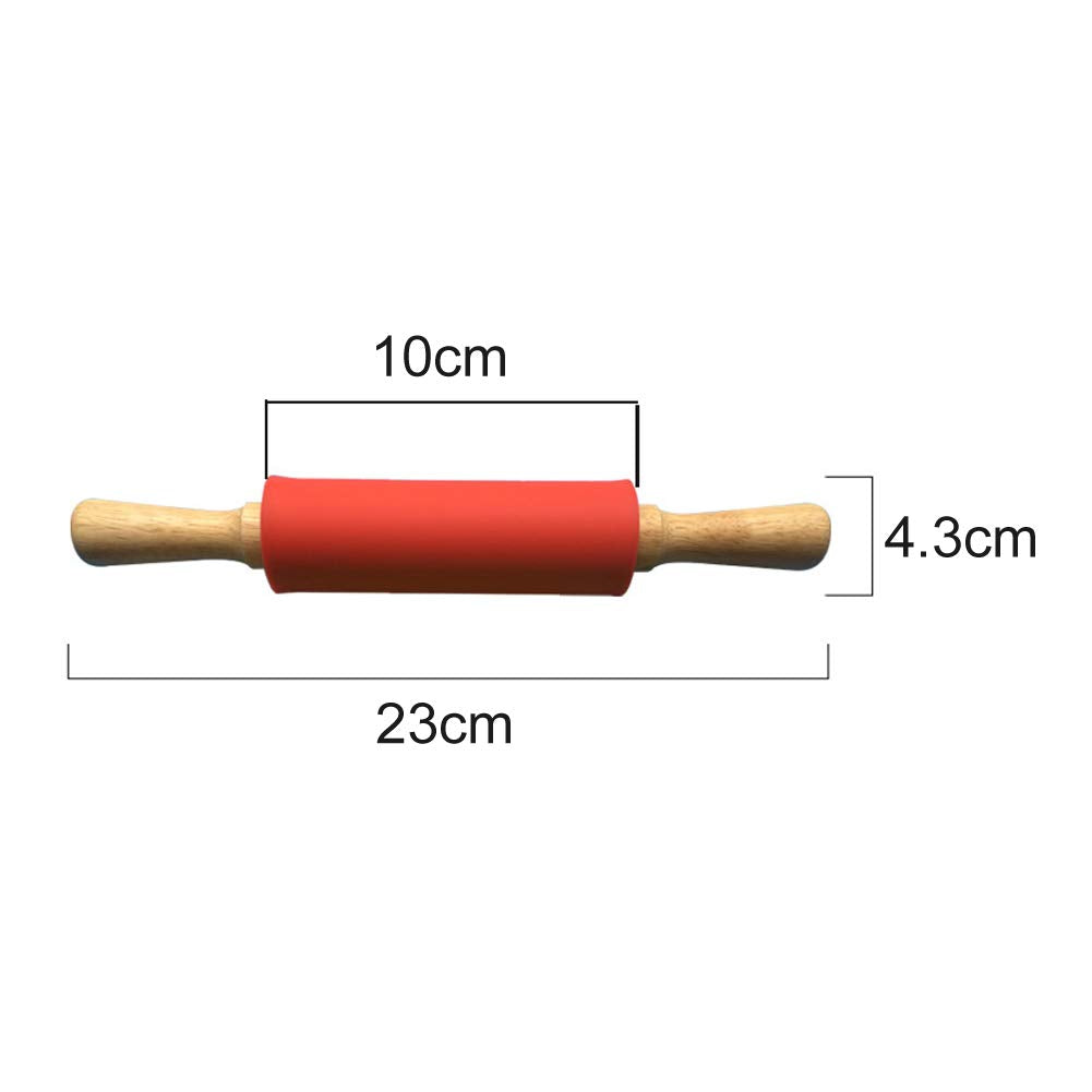 1 Piece Small Silicone Rolling Pin Nonstick Silicone Roller Pin Wooden Handle Pizza Roller Tortilla Dough Roller For Baking Home