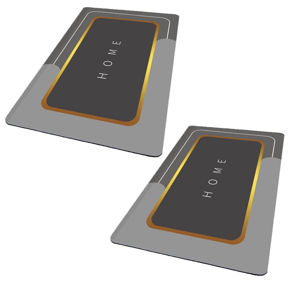 Skvm 2Pcs Memory Foam Water Absorbent Rectangular Shape Mat For Bathroom Kitchen Floor Door Entrance Anti Slip Foot Skid Shower 