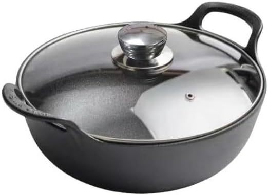 Vonoto Cast Iron Wok With Handles, Pre-Seasoned Cast Iron Grilling Pan, Use In The Oven, On The Stove, Or On The Grill (Wok With