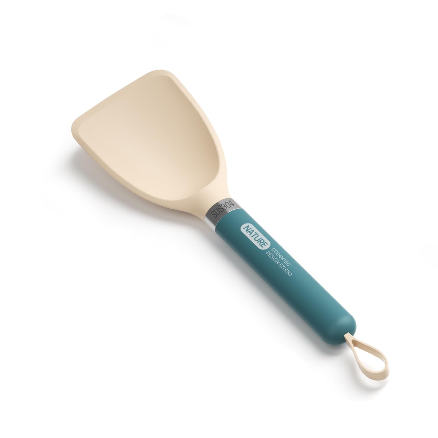 Cosamtec Silicone Small Spatula for Cooking Flexible Turner with Solid Inner Core and Heat Resistant Nylon Handle Ideal Spatula 