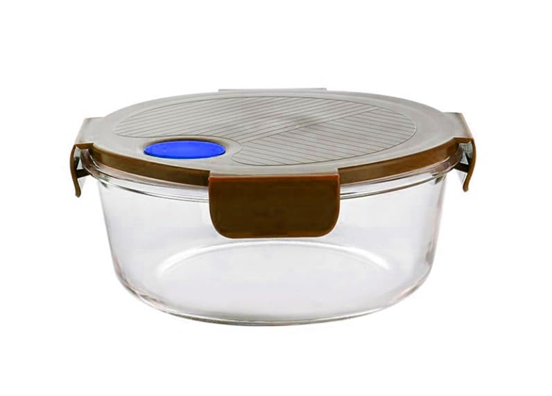 Indusbay 620 Ml Round Borosilicate Glass Food Storage Oven Safe Container Set With Air Vent Lid Airtight Lid Microwave Safe Bowl