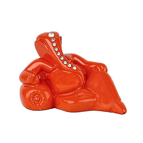Craftam Polyresin Orange Ganesha Statue For Car Dashboard God Ganesh Murti Ganpati Idol Figurine With Double Side Tape