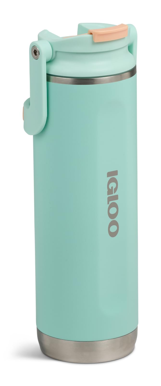 Igloo, 20 oz FlipNSip Tumbler, Reusable Travel Mug, Stainless Steel Insulated Hydration Cup for Hot & Cold Beverages,Seafoam