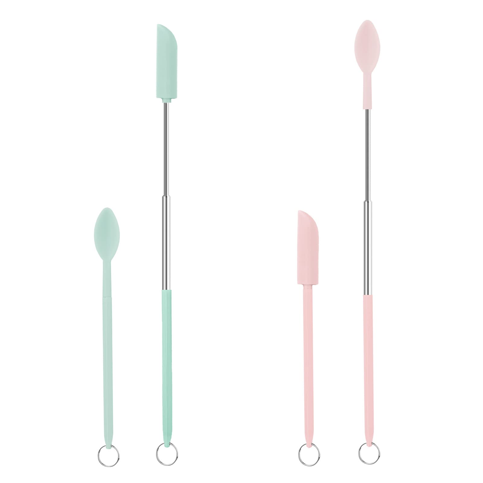 Kinbom Spatula And Spoon Sets Silicone, 2Pcs Telescopic Spatula 2Pcs Scooping Spoon Silicone Spatula Sets With Hanging Buckle Te
