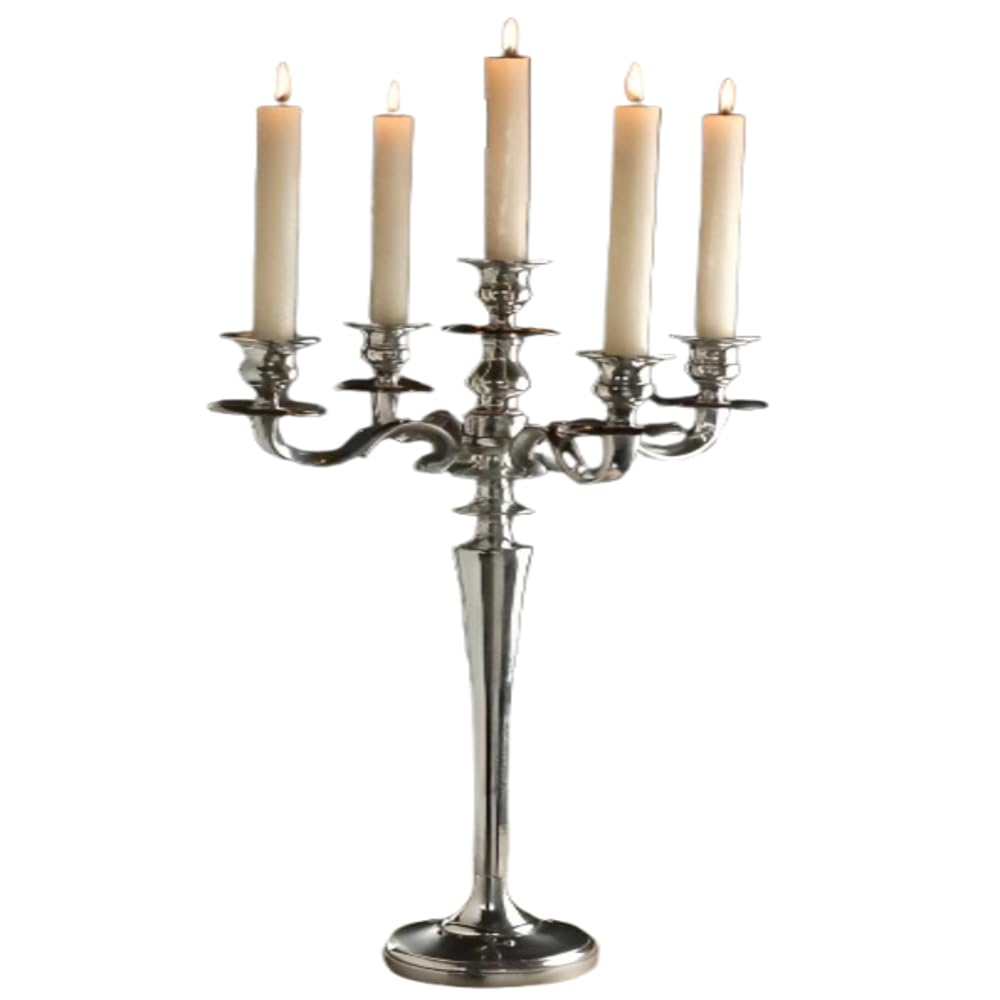 Home Trends India Candle Stand I 5 Arms Aluminium Candle Stand I Shinny Polished I 24 Inch