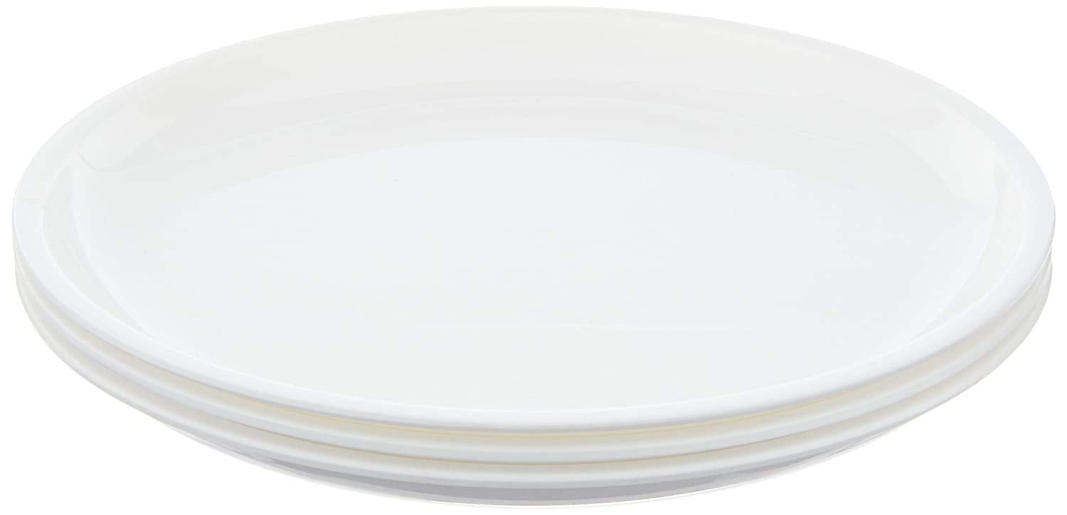 Everbuy Microwave Safe & Unbreakable Round Full Plates (White, Set Of -12)