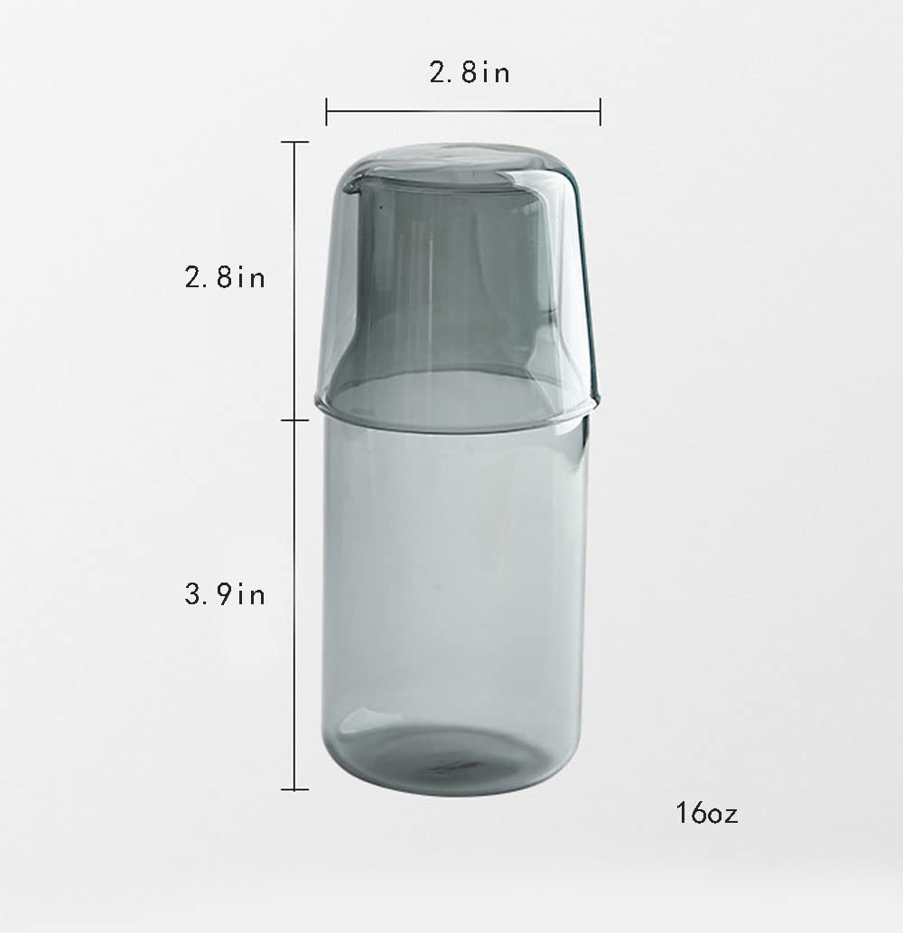 Rocktrend Clear Glass Bedside Night Water Carafe Tumbler Set, Pitcher And Cup Night Set