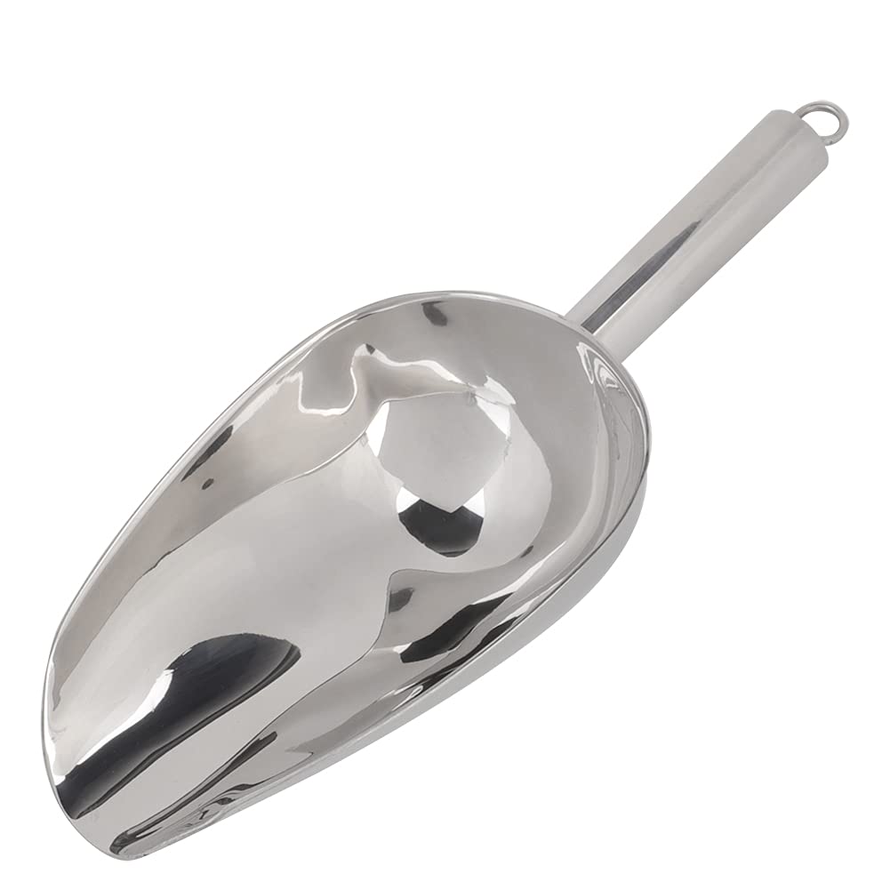 Stainless Steel Ice Scoop, Metal Food Scooper Heavy Duty For Coffee Beans Rice Flour Popcorn Dried Fruit Multi Size(12Oz)